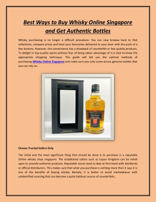 Best Ways to Buy Whisky Online Singapore and Get Authentic Bottles