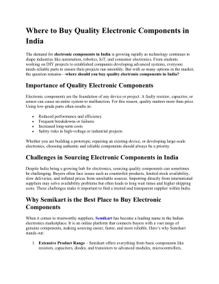 Where to Buy Quality Electronic Components in India