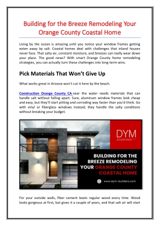 Building for the Breeze Remodeling Your Orange County Coastal Home