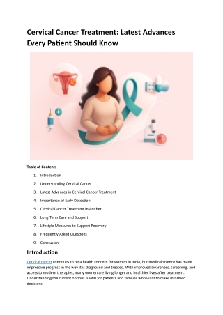 Cervical Cancer Treatment Latest Advances Every Patient Should Know