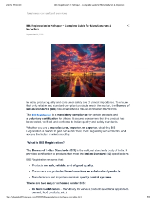 BIS Registration in Kolhapur – Complete Guide for Manufacturers & Importers