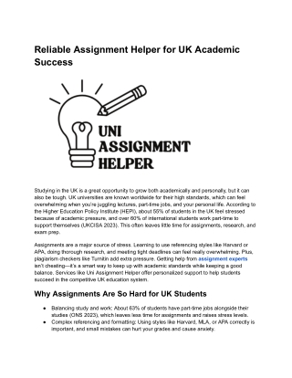 Reliable Assignment Helper for UK Academic Success