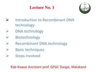 lecture 1 introduction to Recombinant DNA technology