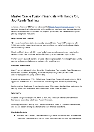 Master Oracle Fusion Financials with Hands‑On, Job‑Ready Training