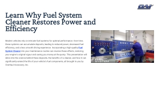 Learn Why Fuel System Cleaner Restores Power and Efficiency