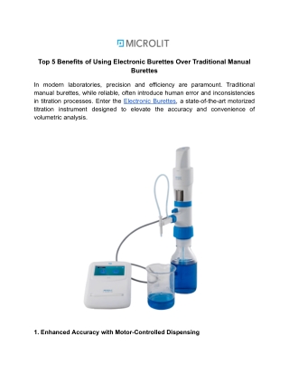 Top 5 Benefits of Using Electronic Burettes Over Traditional Manual Burettes
