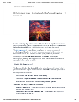 BIS Registration in Kanpur – Complete Guide for Manufacturers & Importers