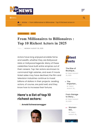 From Millionaires to Billionaires  Top 10 Richest Actors in 2025