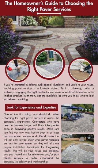 The Homeowner’s Guide to Choosing the Right Paver Services