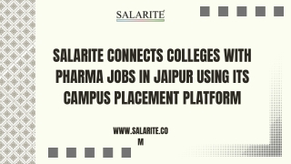 Salarite Connects Colleges with Pharma Jobs in Jaipur Using Its Campus Placement Platform