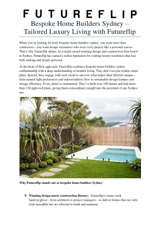 bespoke home builders sydney