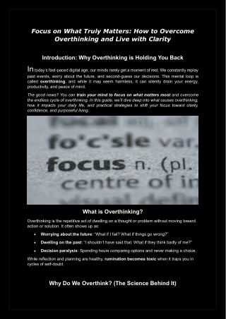 Focus on What Truly Matters Overcome Overthinking
