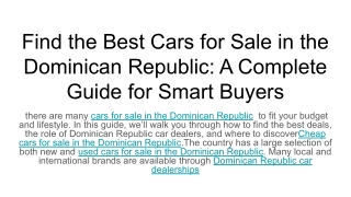 Find the Best Cars for Sale in the Dominican Republic_ A Complete Guide for Smart Buyers