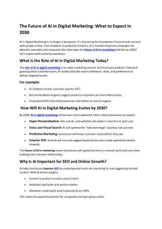 The Future of AI in Digital Marketing: What to Expect in 2030