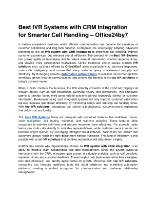 Best IVR Systems with CRM Integration for Smarter Call Handling docx  Google Docs
