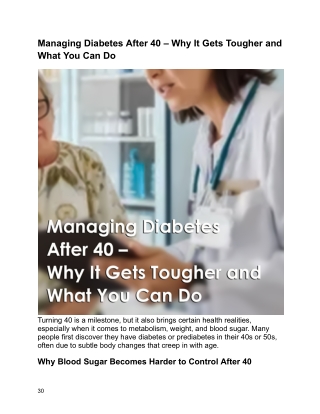 Managing Diabetes After 40 – Why It Gets Tougher and What You Can Do