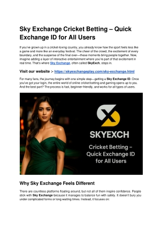 Sky Exchange Cricket Betting – Quick Exchange ID for All Users