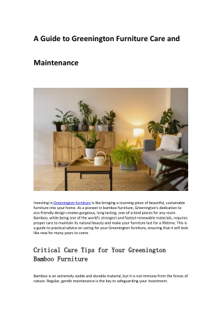 A Guide to Greenington Furniture Care and Maintenance