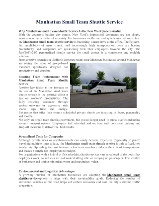 Manhattan Small Team Shuttle Service