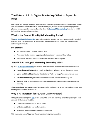 The Future of AI in Digital Marketing: What to Expect in 2030