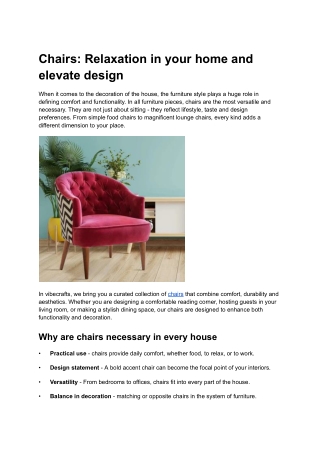 Chairs_ Relaxation in your home and elevate design