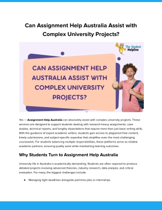 Can Assignment Help Australia Assist with Complex University Projects_