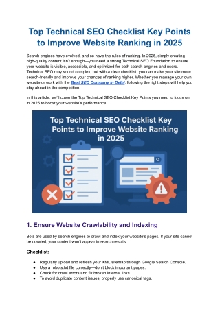 Top Technical SEO Checklist Key Points to Improve Website Ranking in 2025