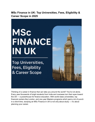 MSc Finance in UK_ Top Universities, Fees, Eligibility & Career Scope in 2025