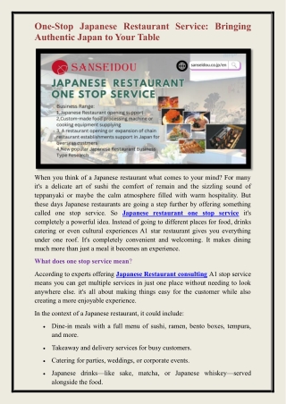 Japanese restaurant one stop service