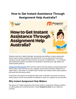 How to Get Instant Assistance Through Assignment Help Australia
