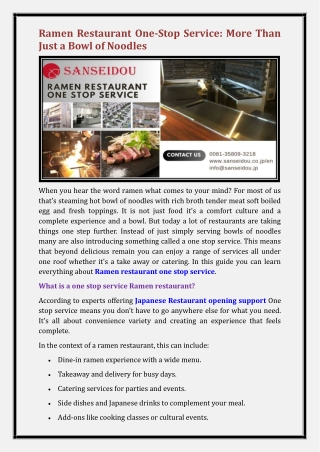 Ramen restaurant one stop service