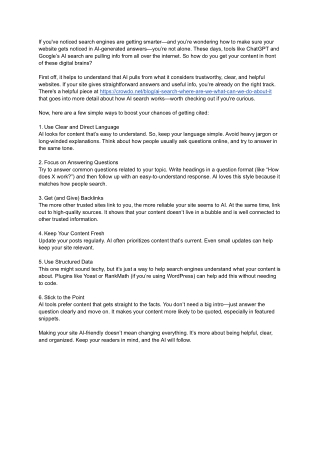 Strategies to Improve Your Site’s Chance of Being Cited in AI Answers