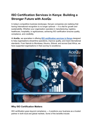 ISO Certification Services in Kenya_ Building a Stronger Future with AceQu
