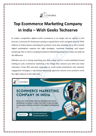 Top Ecommerce Marketing Company in India – Wish Geeks Techserve