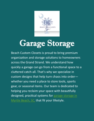 Garage Storage in Myrtle Beach, SC: Designed to Maximize Space