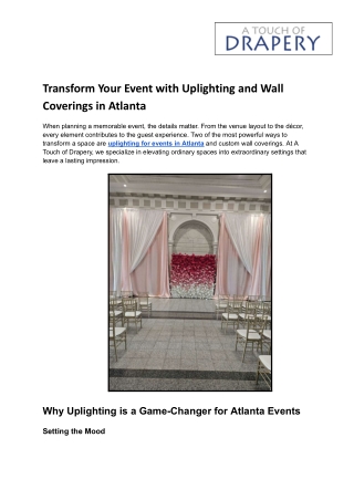 Transform Your Event with Uplighting and Wall Coverings in Atlanta