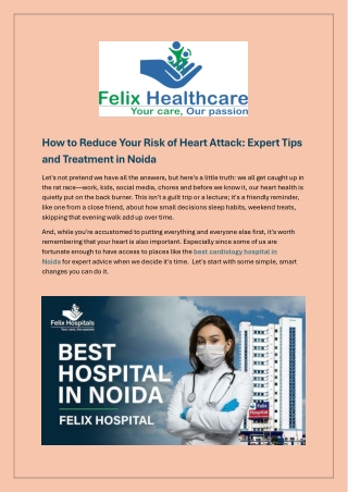 How to Reduce Your Risk of Heart Attack: Expert Tips and Treatment in Noida