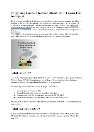 Everything You Need to Know About GPCB License Fees in Gujarat