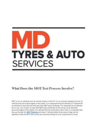 What Does The MOT Test Process Involve?