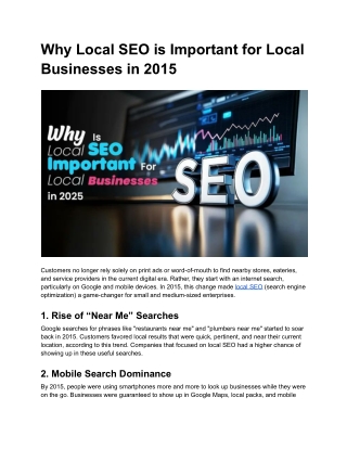 Why Local SEO is Important for Local Businesses in 2015