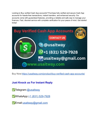 Best 07.0 Sites to Buy Verified Cash App Accounts in This Time
