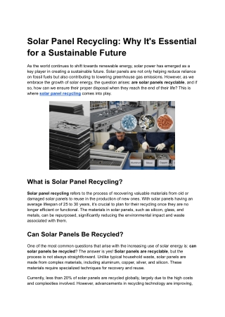 Solar Panel Recycling_ Why It's Essential for a Sustainable Future