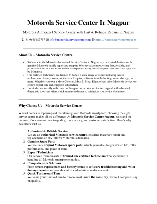 Motorola Authorized Service Center With Fast & Reliable Repairs in Nagpur