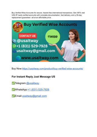 Buy Old & New Verified Wise Accounts
