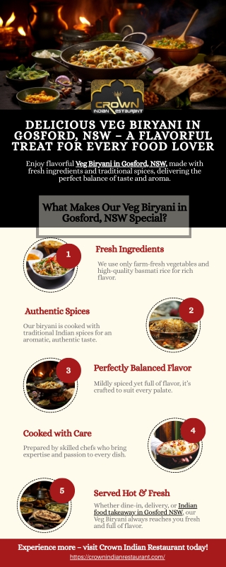 Delicious Veg Biryani in Gosford, NSW – A Flavorful Treat for Every Food Lover