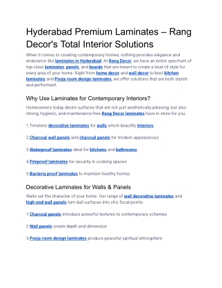 Hyderabad Premium Laminates – Rang Decor's Total Interior Solutions