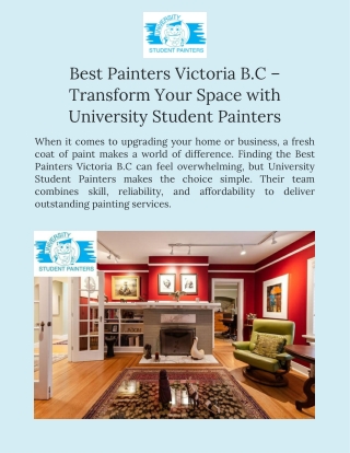 Best Painters in Victoria, B.C University Student Painters You Can Trust