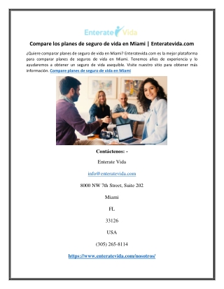 Compare los planes de seguro de vida en Miami | Enteratevida.com