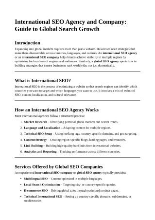 International SEO Agency and Company