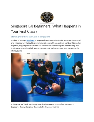 Singapore BJJ Beginners What Happens in Your First Class